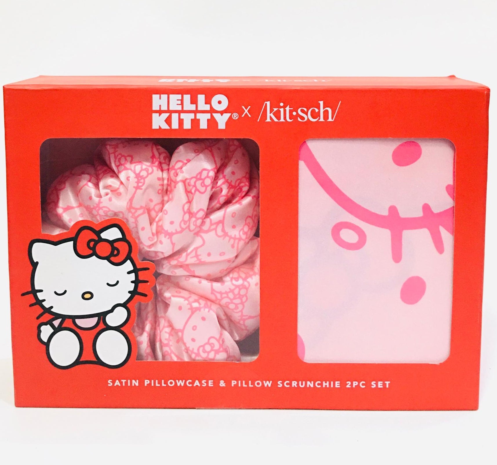 Hello Kitty x Kitsch Satin Pillowcase and Pillow Scrunchie 2-piece set.