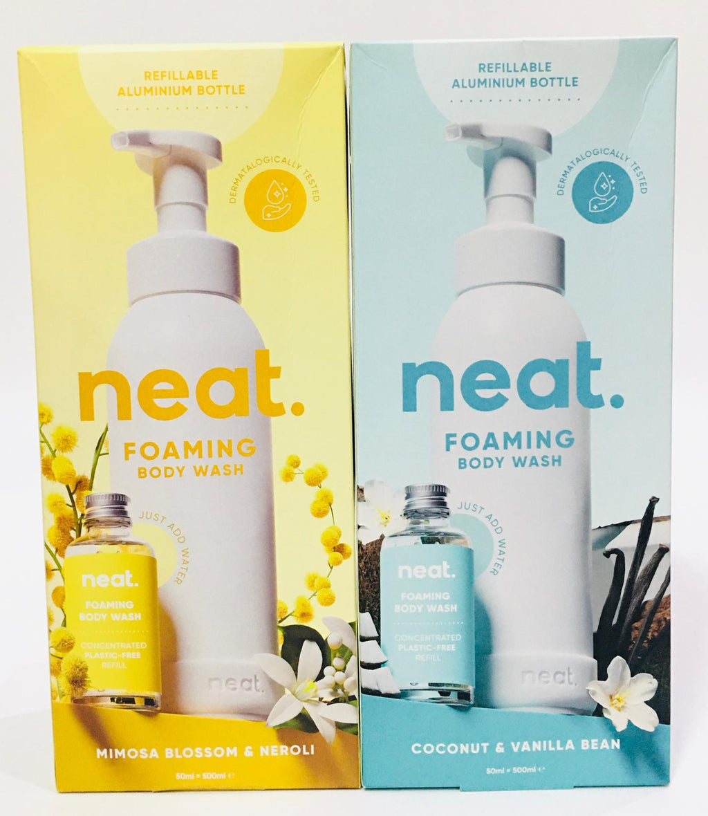 Neat brand refillable foaming body wash starter kits