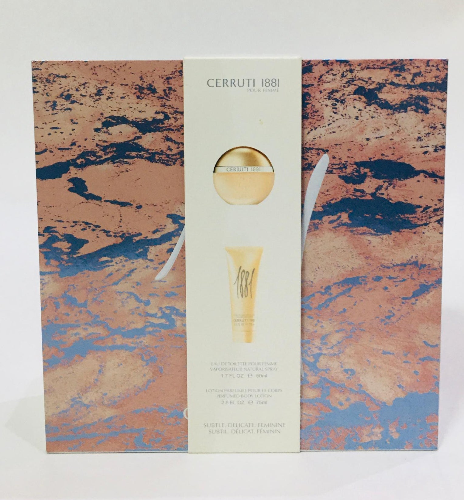 Cerruti 1881 Pour Femme gift set featuring a perfume and body lotion.
