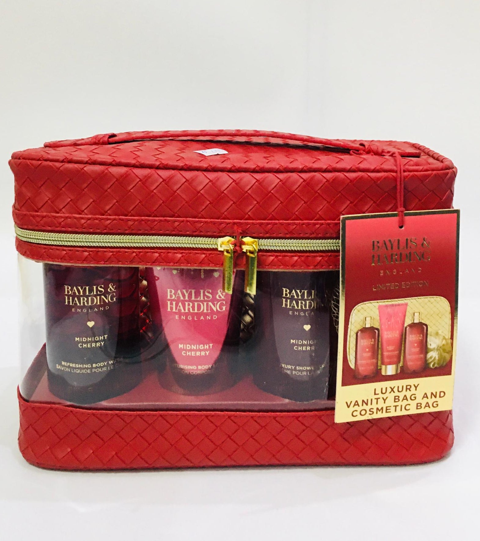 Baylis and Harding Midnight Cherry Luxury Vanity Bag and Cosmetic Bag