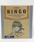 Rex London Family Bingo Game set, featuring a metal rotary cage, numbered balls, and bingo cards for 3 or more players.