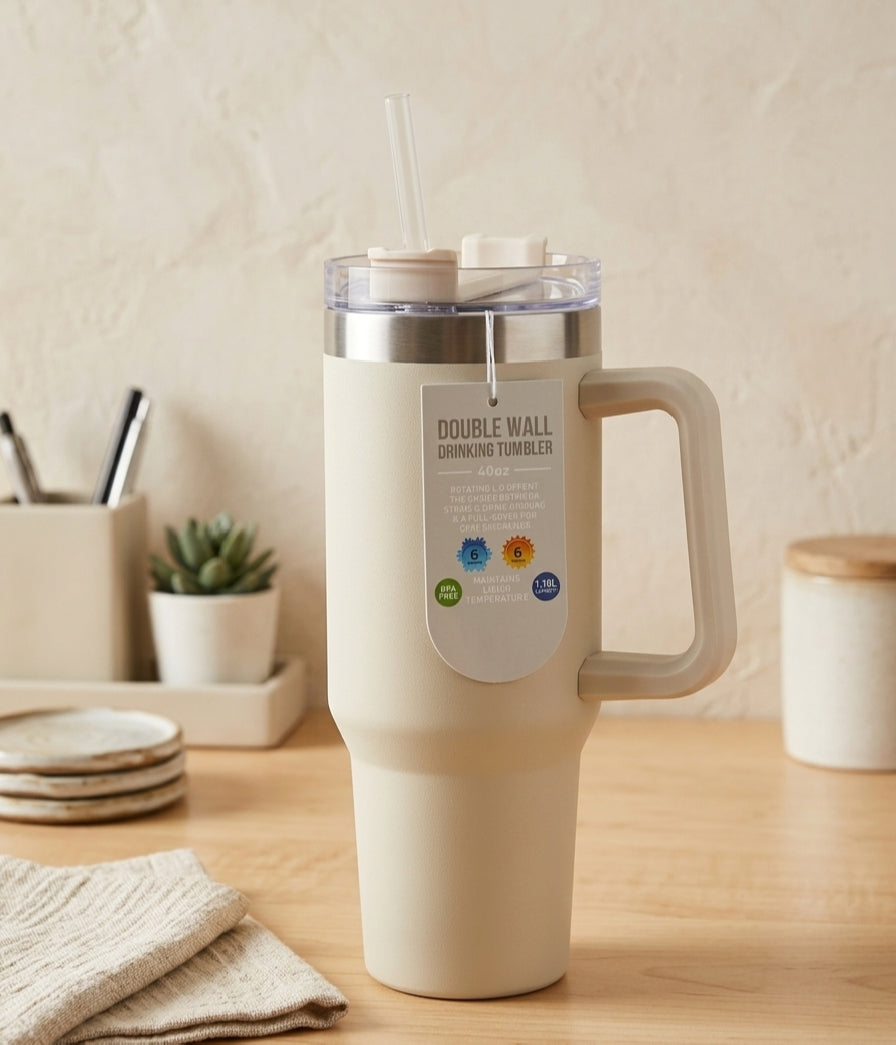 Double wall drinking tumbler pitch