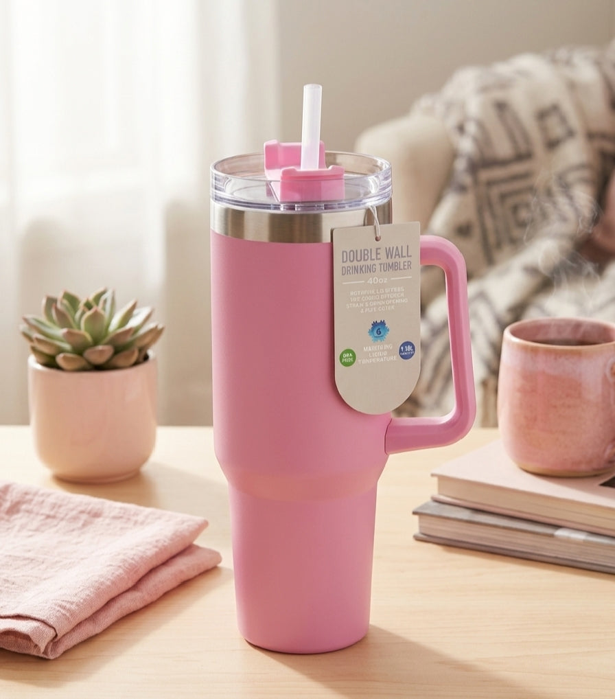 Double wall drinking tumbler pink