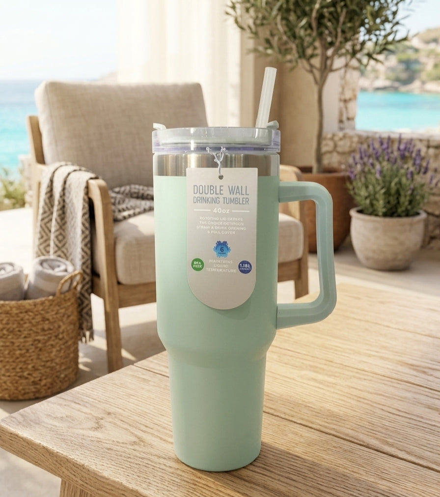 Double wall drinking tumbler mint green