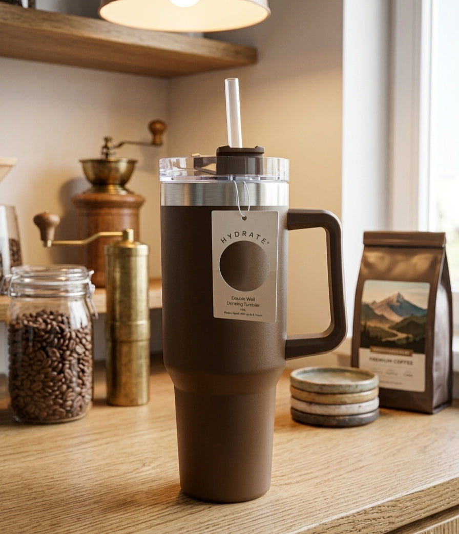 Hydrate double wall drinking tumbler brown
