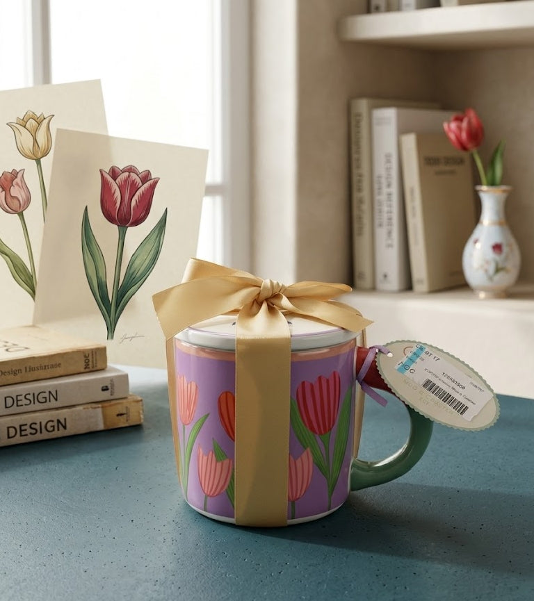 Flower designed mug & coaster set