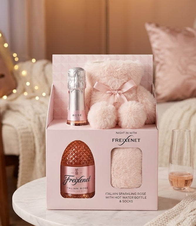 Freixenet italian sparkling rose with hot water bottle