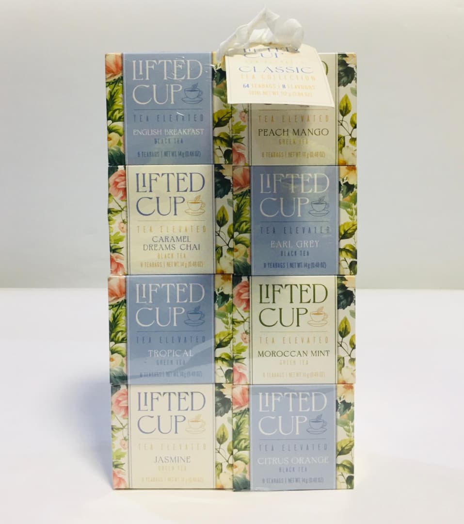 LIFTED CUP TEA ELEVATED & TEA FILLED BOXES