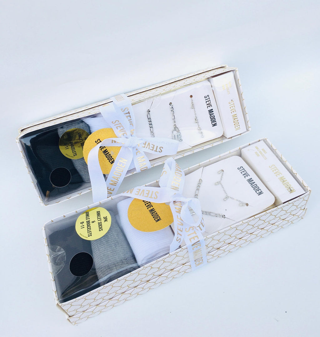 Steve Madden set of 3 socks with ankle bracelets