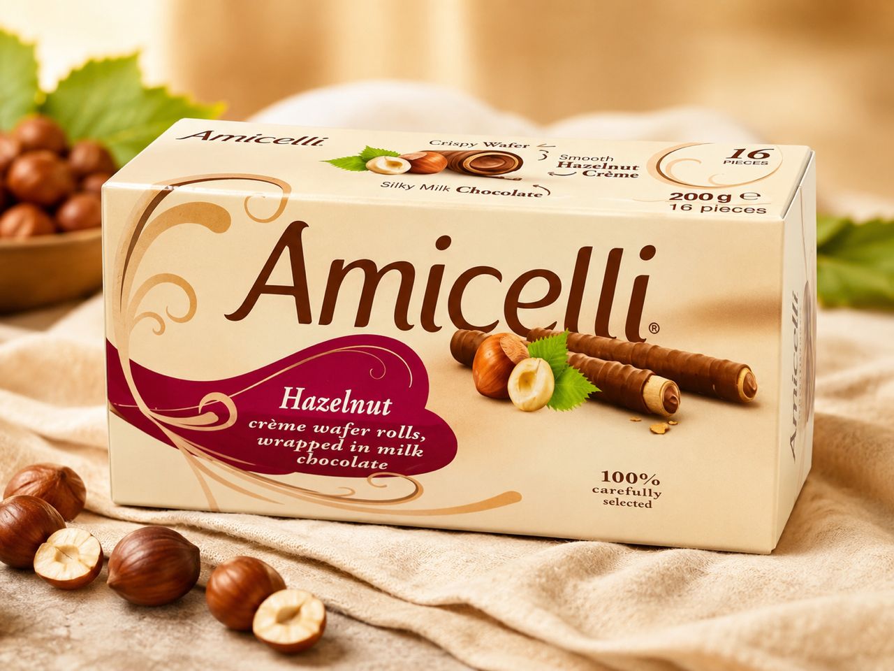 Amicelli hazelnut creme wafer rolls