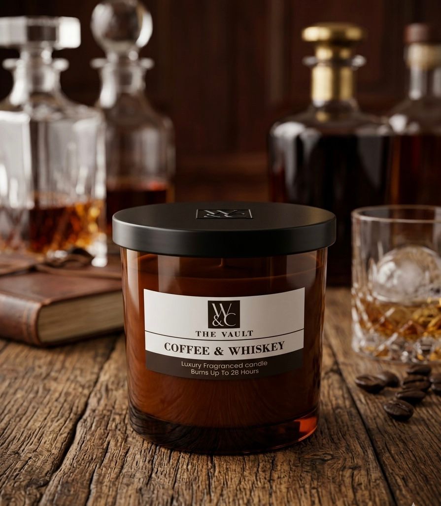 W&C the vault coffee and whiskey luxury fragranced candle