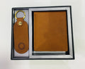 Rfid real leather brown wallet and key ring
