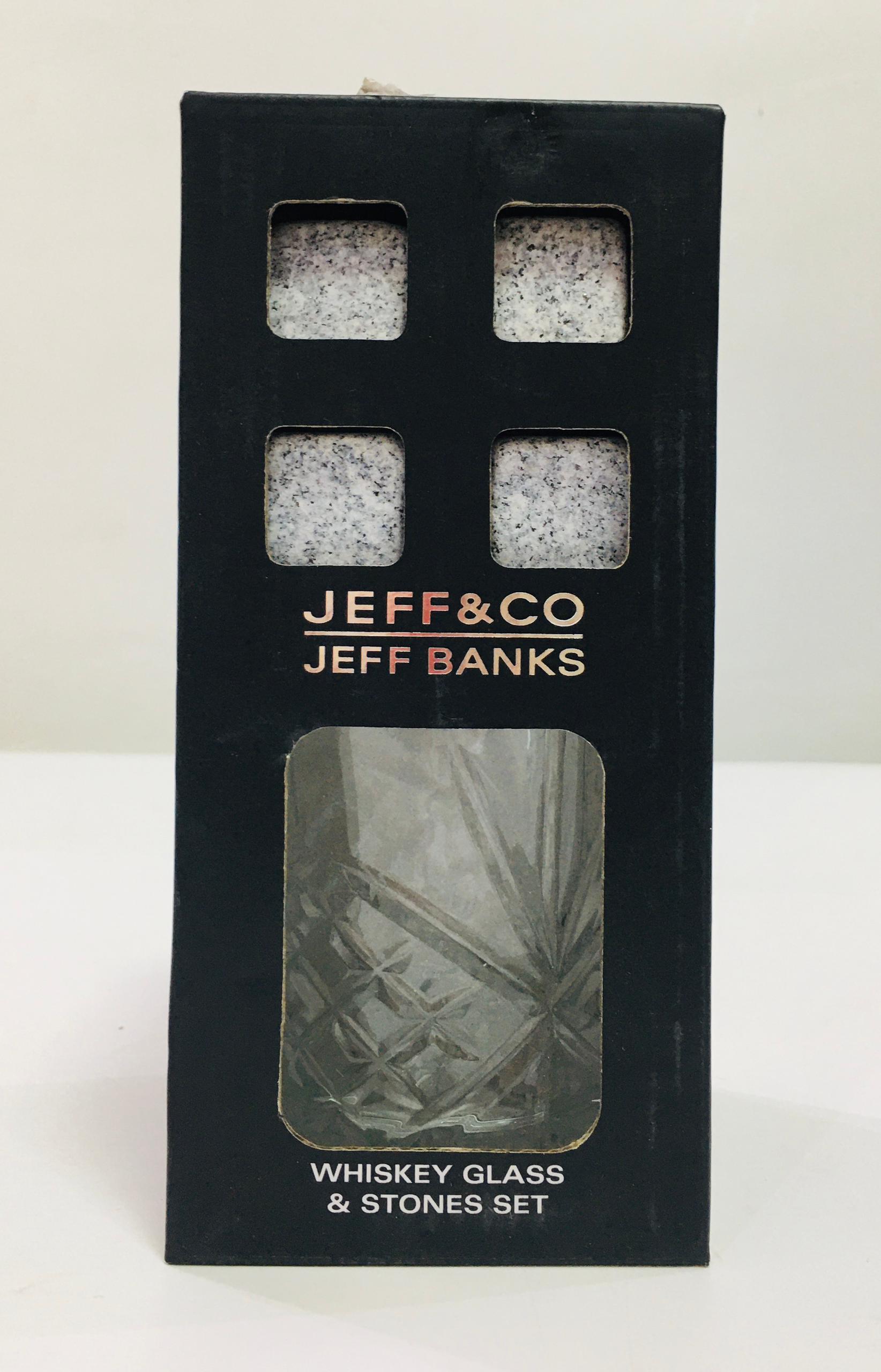 JEFF & CO WHISKEY GLASS & STONES SET