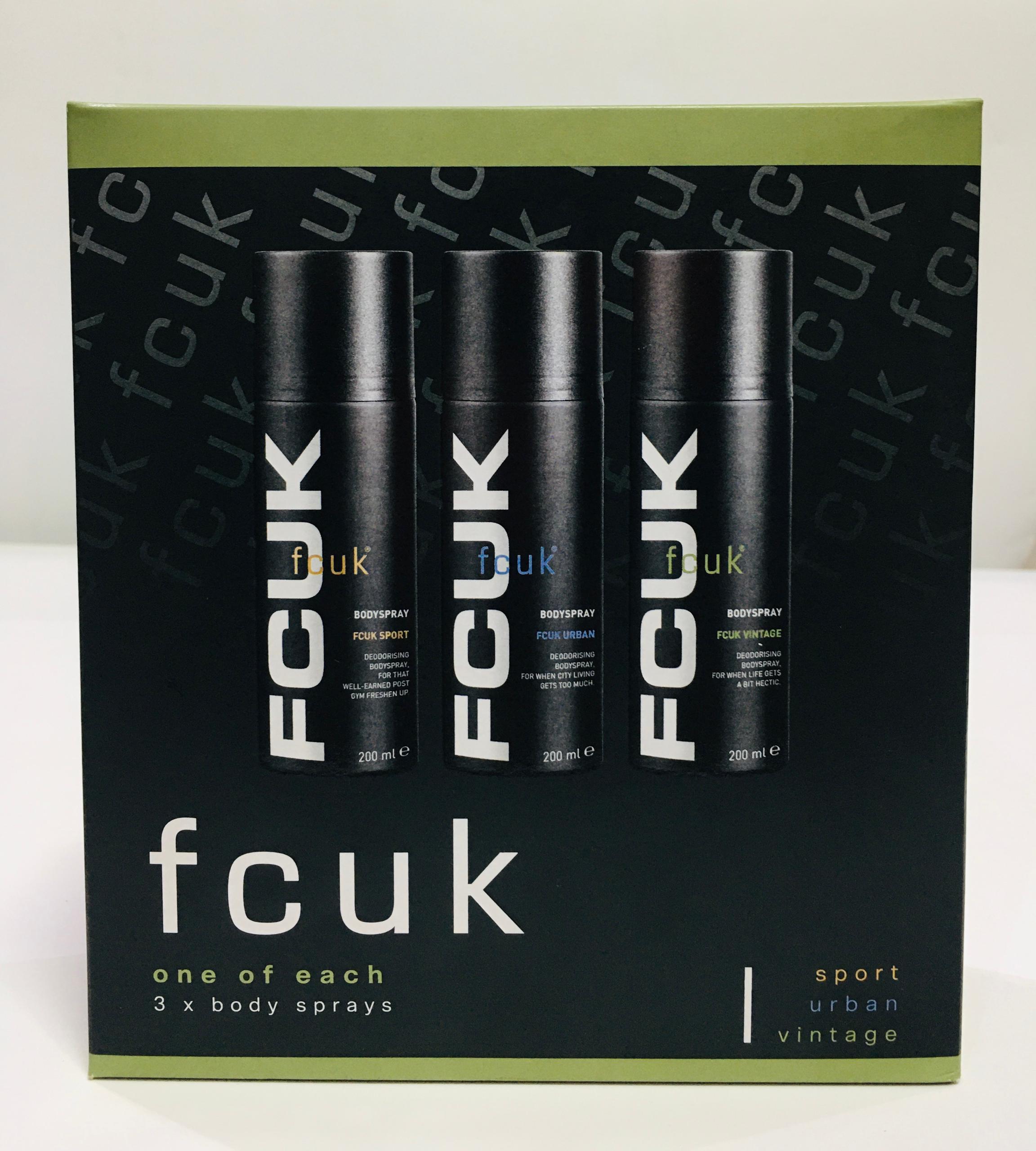 FCUK ONE OF EACH 3 x BODY SPRAY