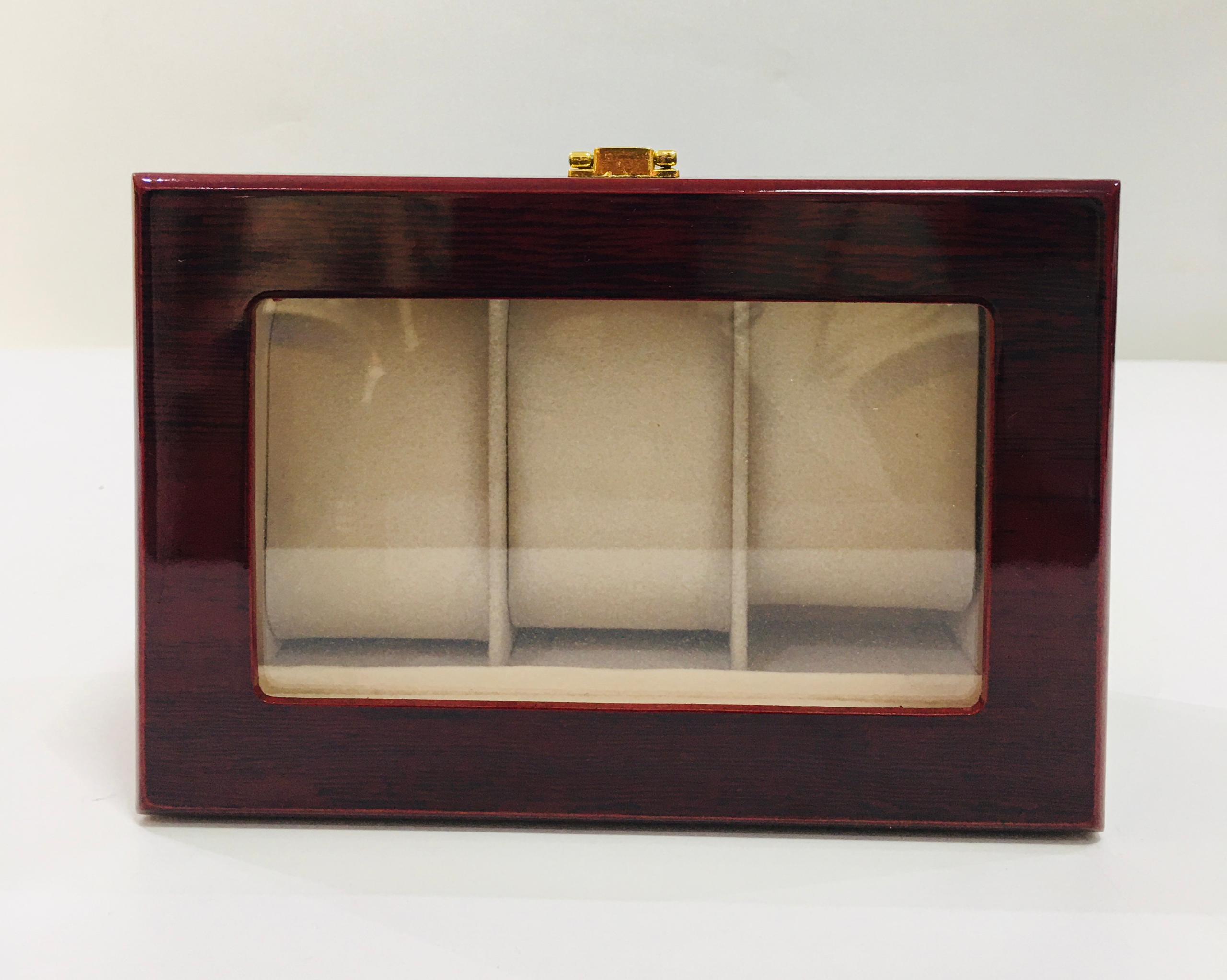 MABLEVI BROWN GLASS 3 WATCH HOLDER CASING
