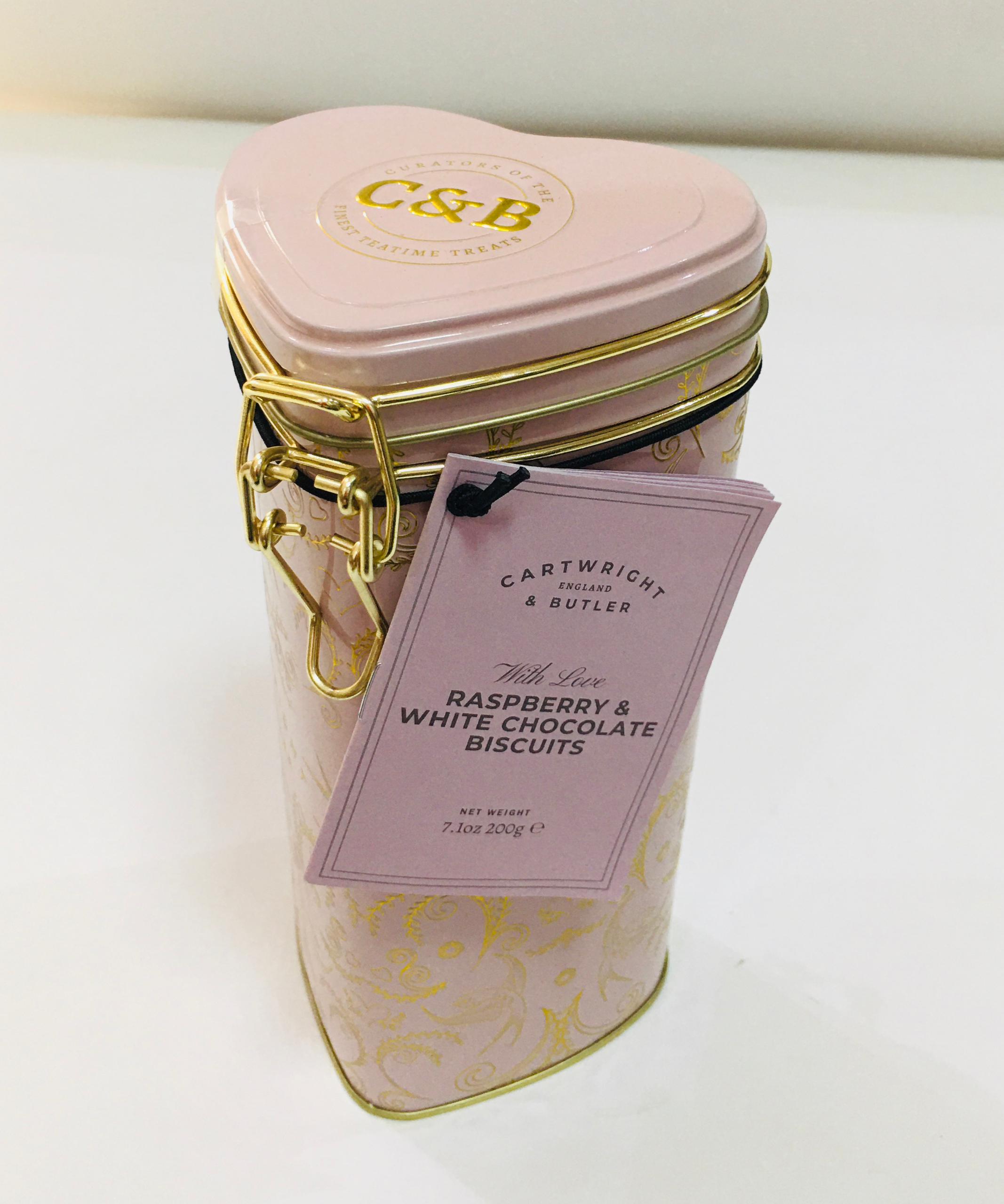 CARTWRIGHT & BUTLER WITH LOVE RASPBERRY & WHITE CHOCOLATE BISCUITS